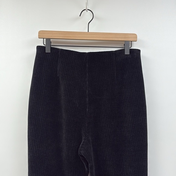 NWT Anthropologie '70s Ribbed Velour High Rise Flared Wide Leg Pant Black Medium - Picture 8 of 11